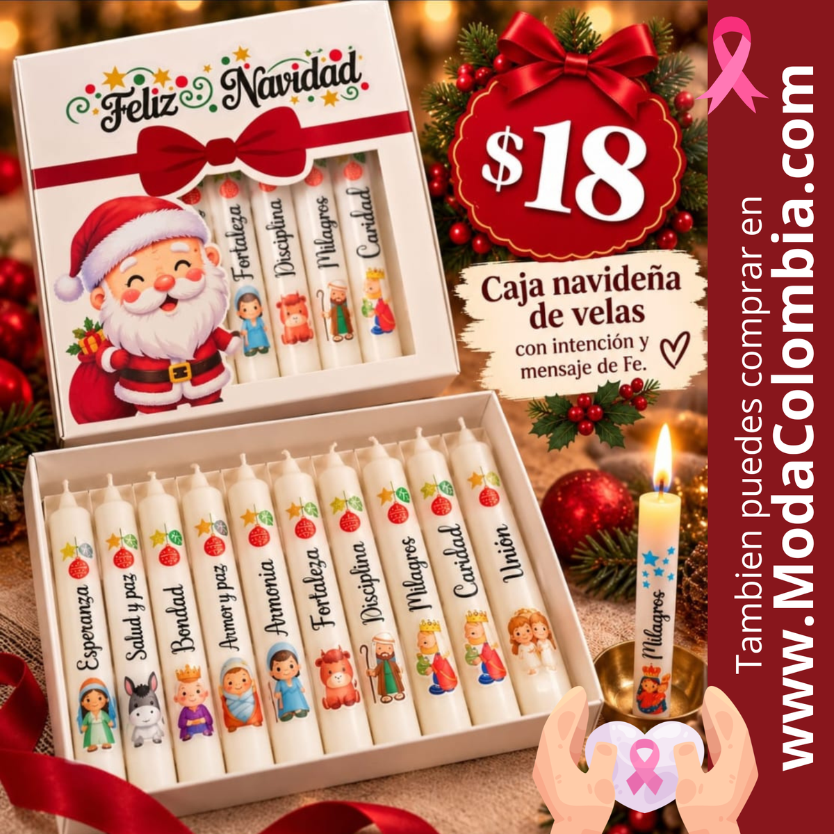 🕯️ Caja Navideña de Velas con Intención – Edición Solidaria