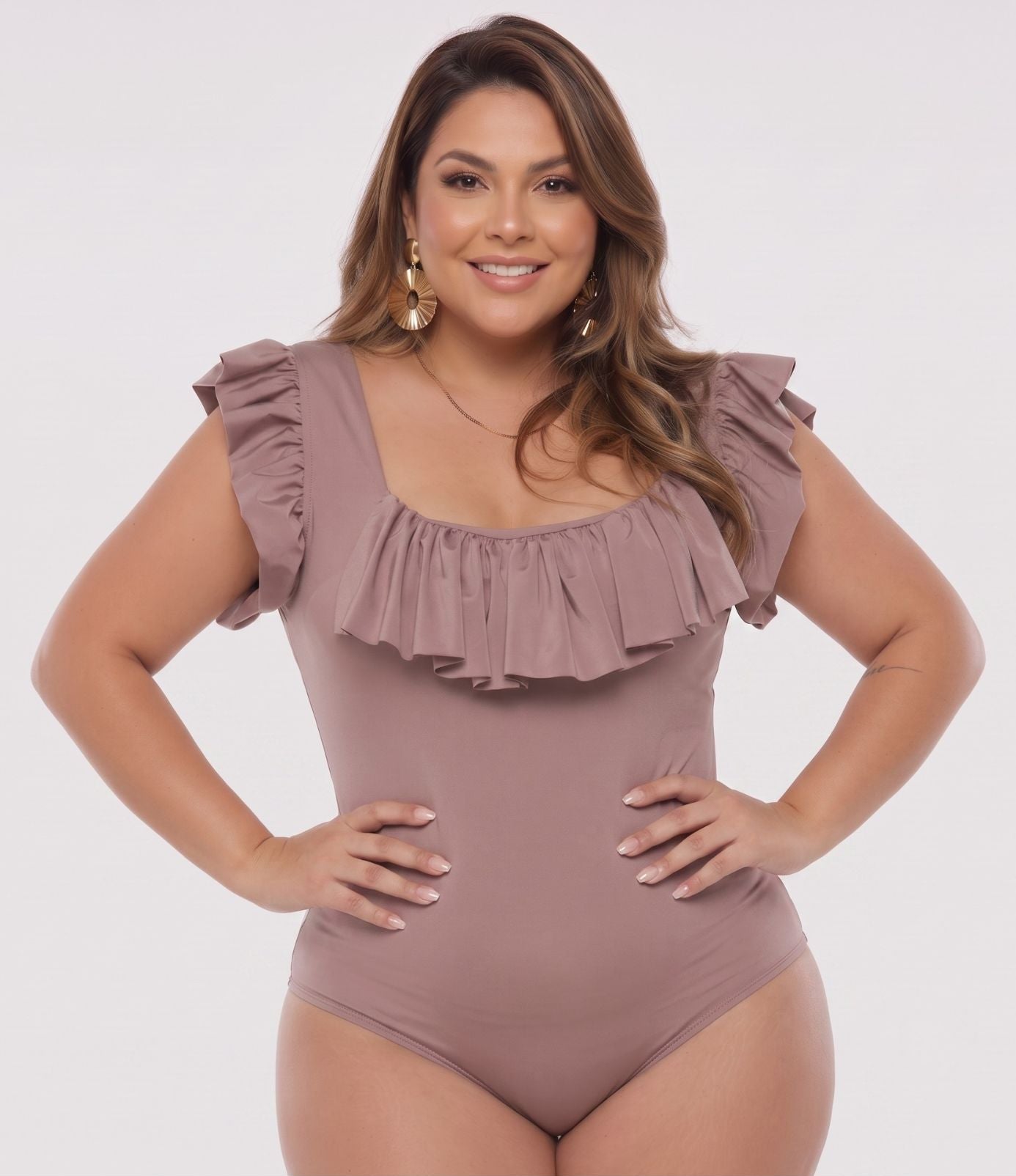 Colombian Cocoa Mocha Ruffle Sleeve Body Slimmer 8012