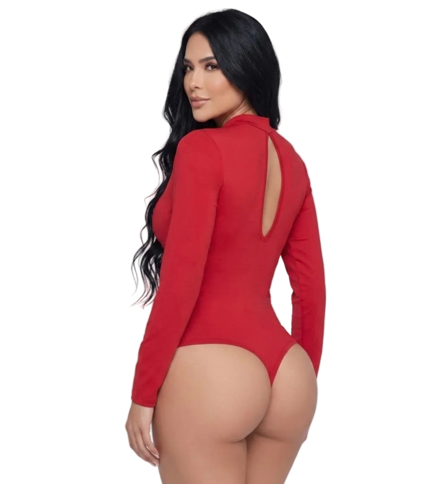 Colombian Red Strappy Cutout Long Sleeve Body Slimmer 2070