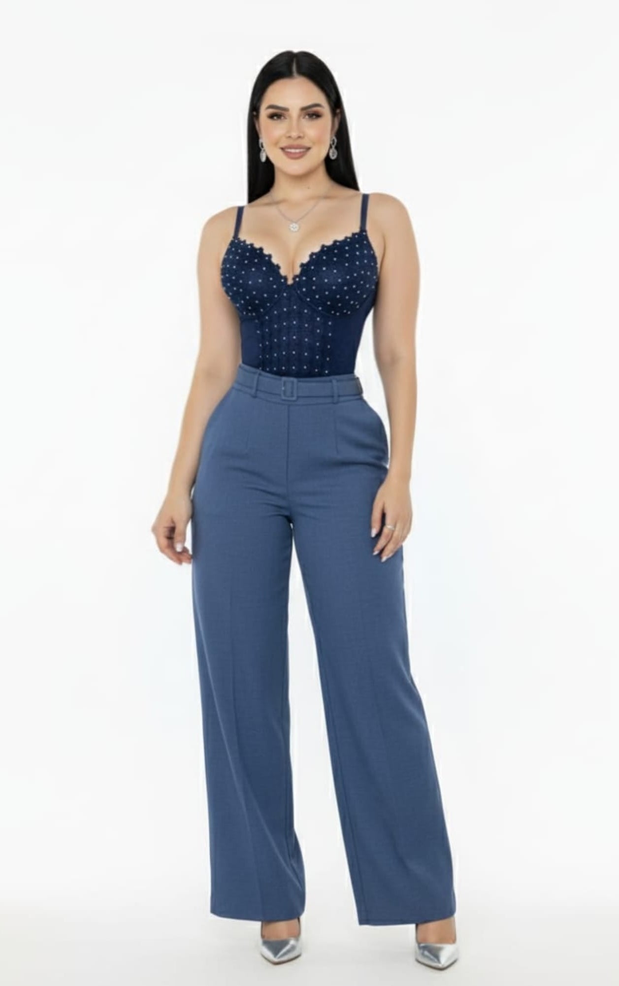 Colombian Black Rhinestone Spaghetti Strap Body Slimmer 673